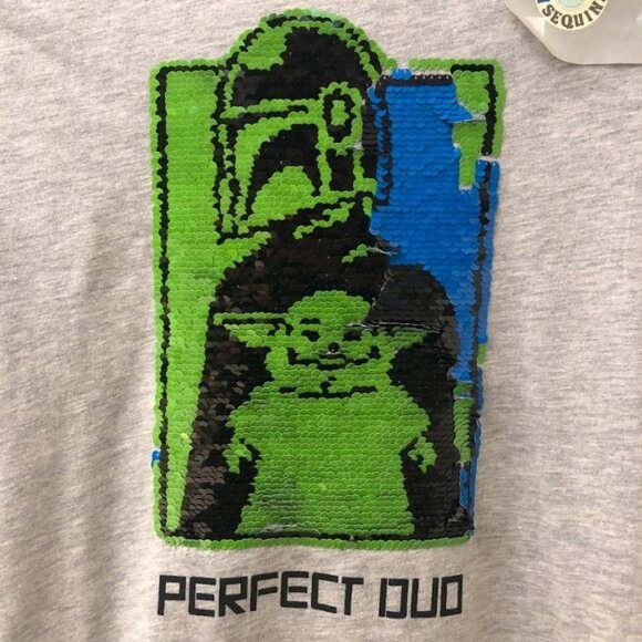 Star Wars Youth Medium Gray Reversible Sequins Perfect Duo T-shirt Tee Unworn - Picture 5 of 9